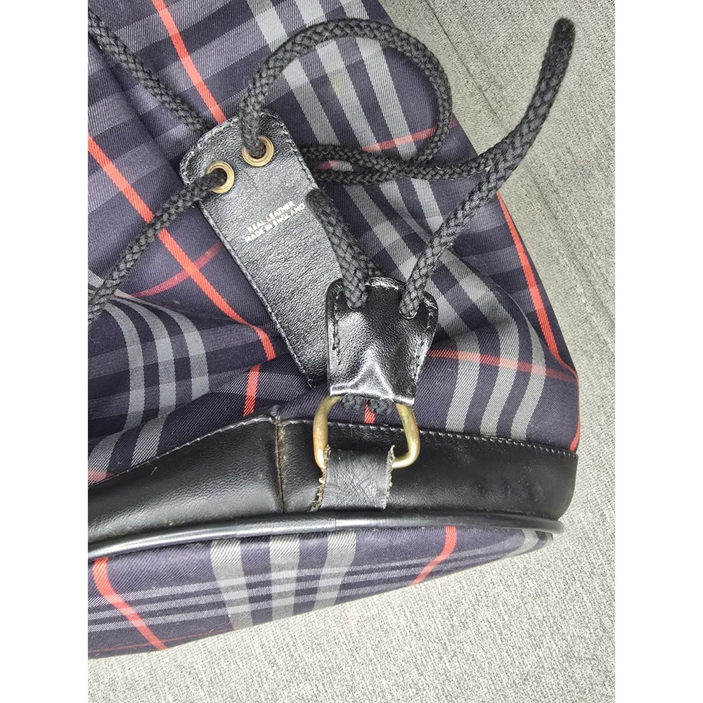 Burberry Vintage Nova Check Canvas Leather Bucket Drawstring Bag Made in England - Picture 7 of 8